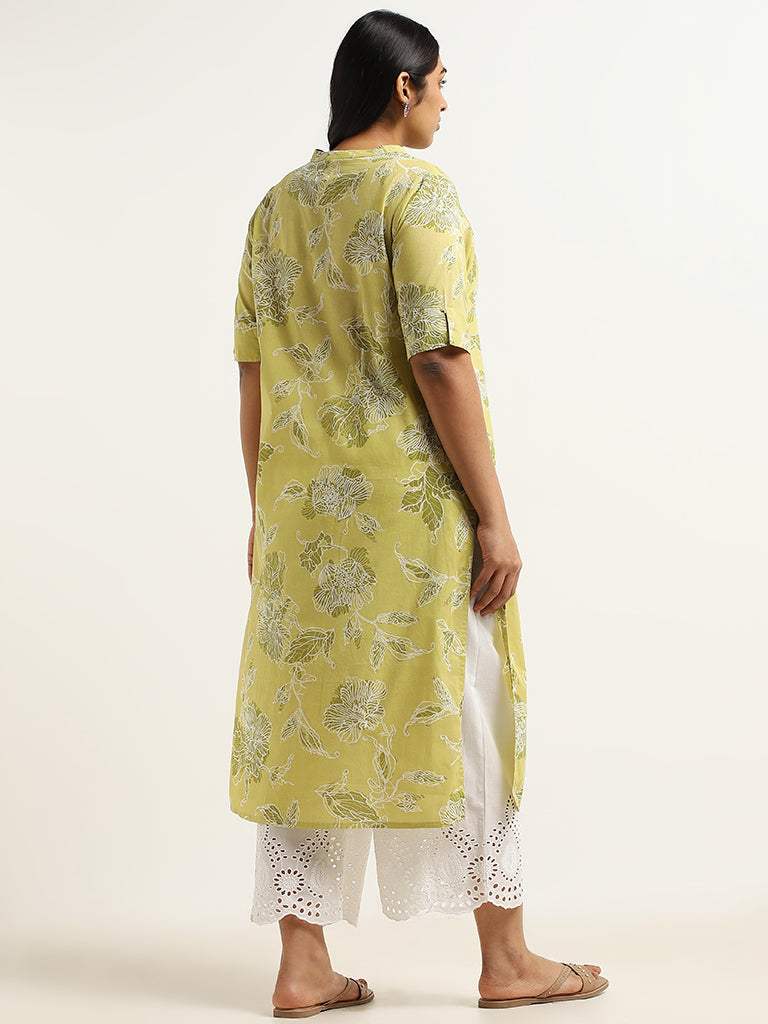 Diza Mustard Cotton Straight-Fit Kurta