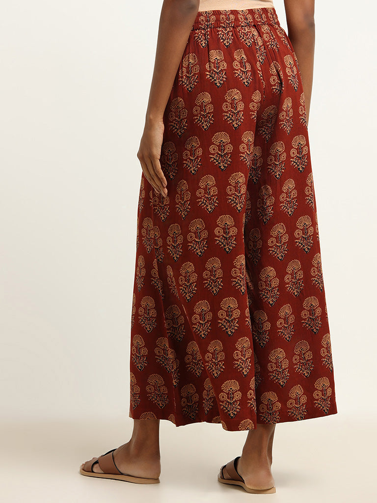 Utsa Maroon Printed Palazzos