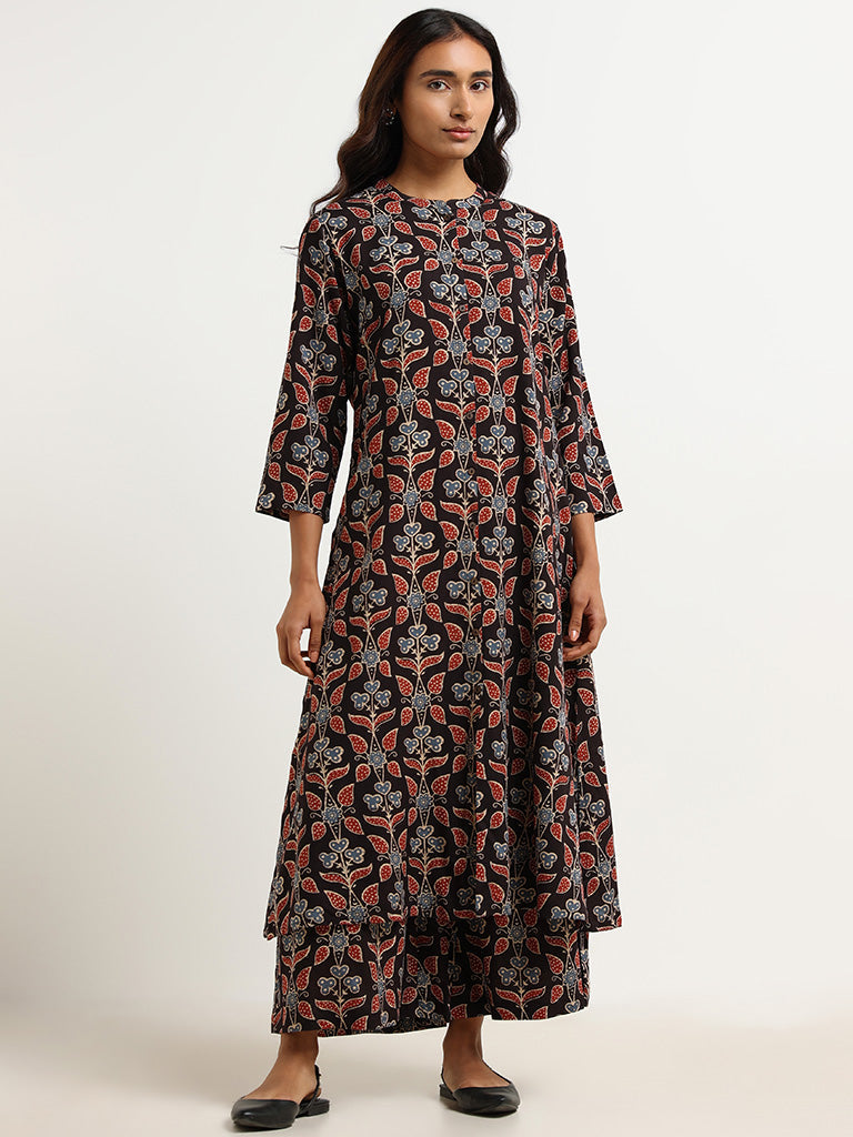 Utsa Black Printed Palazzos