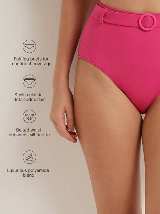 Wunderlove Swimwear Pink High Waist Brief