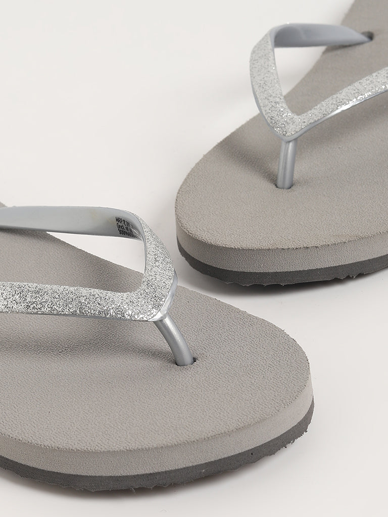 LUNA BLU Grey Glitter Flip-Flop