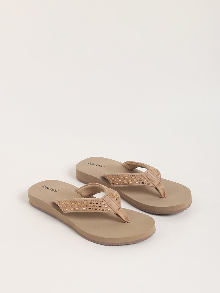 LUNA BLU Shimmer Golden Flip Flop