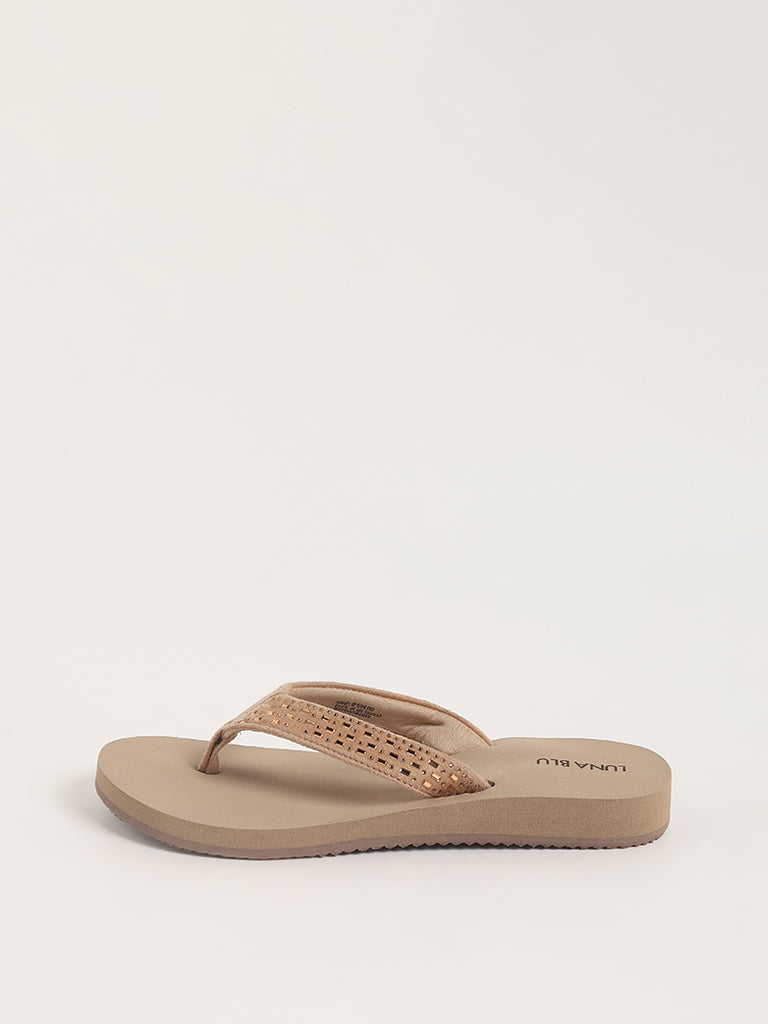 LUNA BLU Shimmer Golden Flip Flop