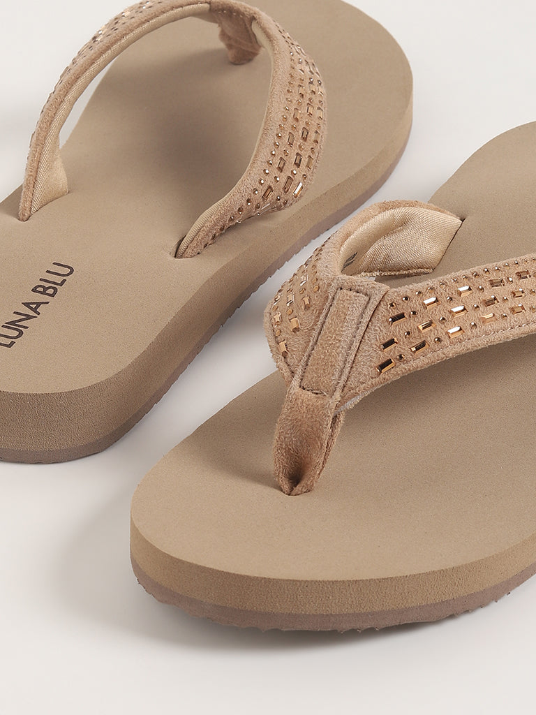 LUNA BLU Shimmer Golden Flip Flop