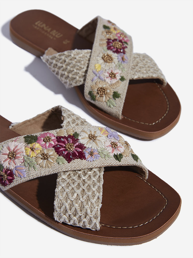 LUNA BLU Multicolour Floral Cross-Band Slides