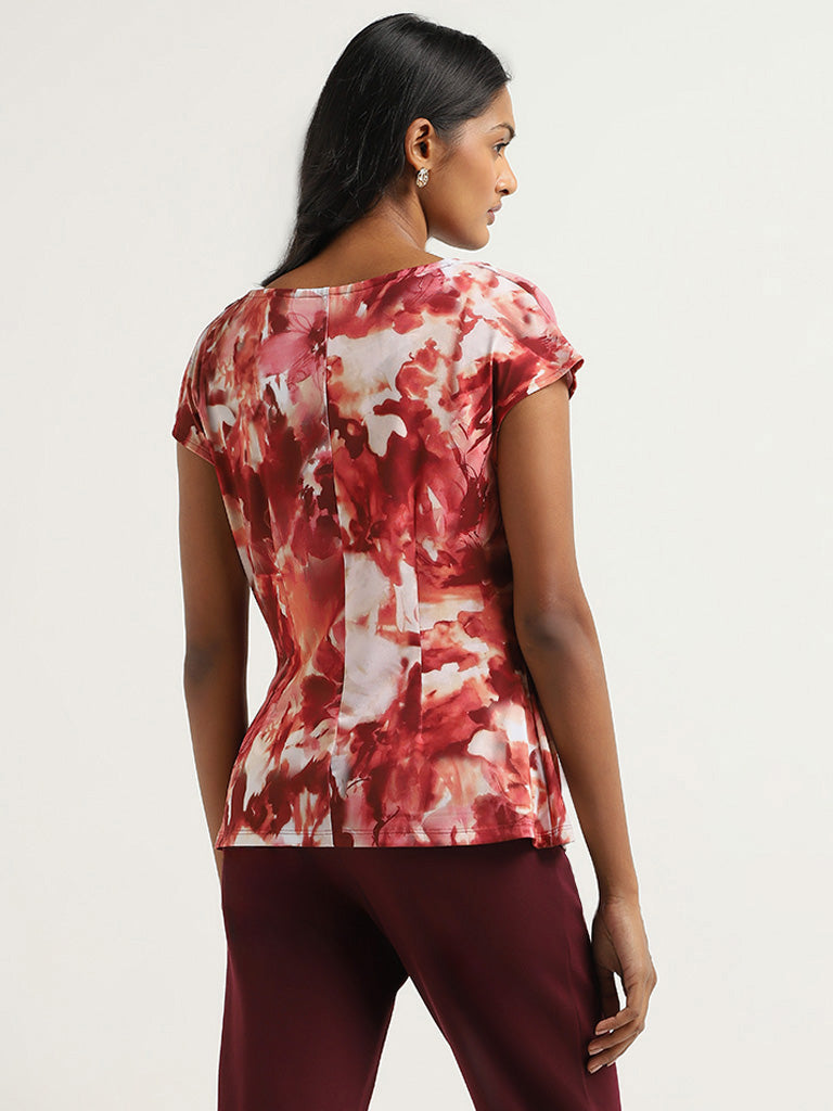 Wardrobe Red Abstract Printed Top