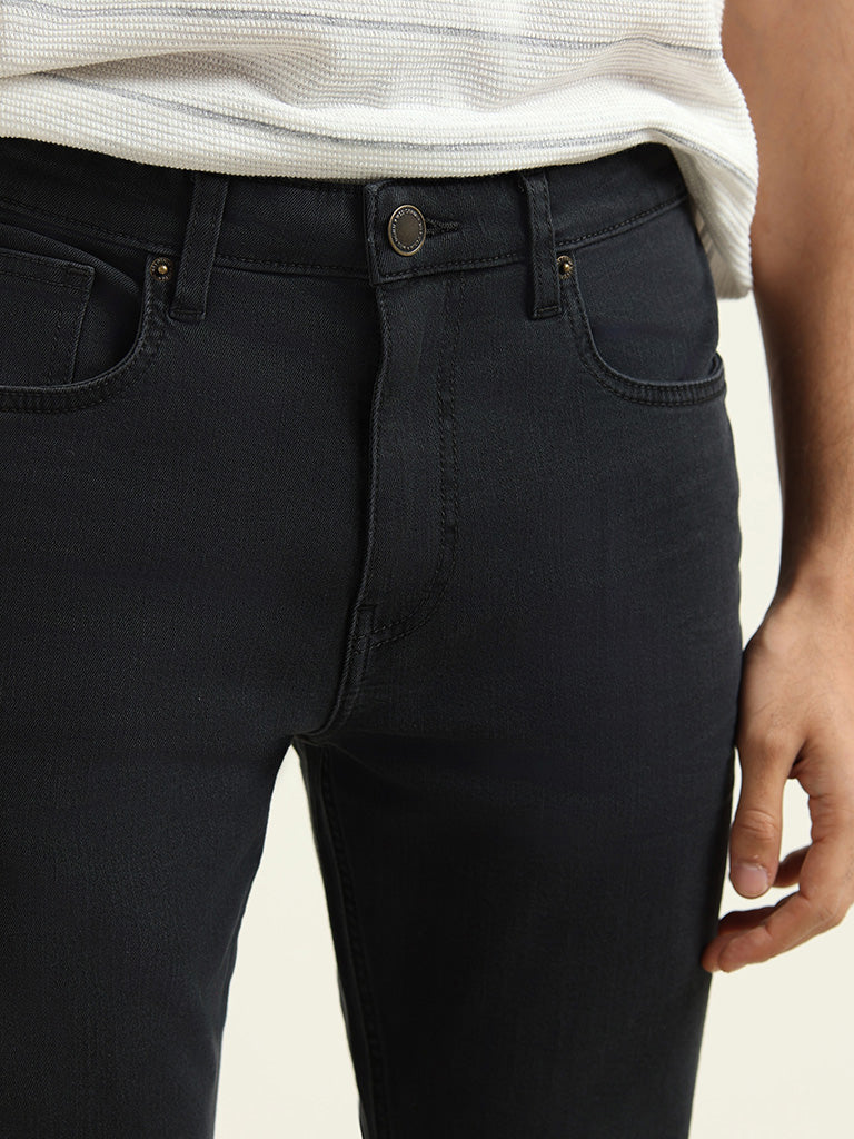 WES Casuals Black Slim Fit Mid Rise Jeans