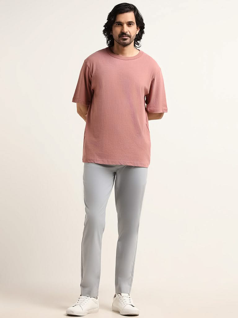 WES Casuals Dusky Pink Cotton Blend T-Shirt