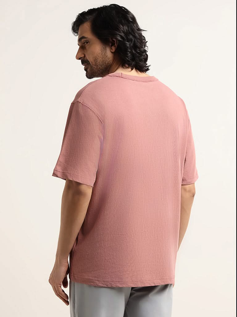 WES Casuals Dusky Pink Cotton Blend T-Shirt