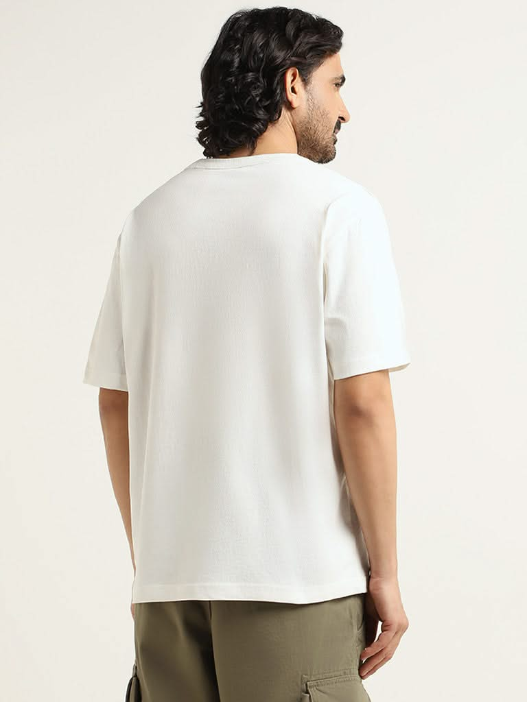 WES Casuals Plain White Cotton T-Shirt