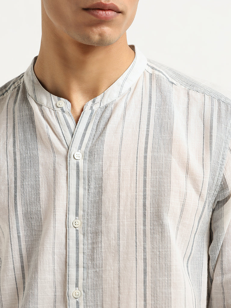 ETA Off-White Striped Cotton Resort Fit Shirt