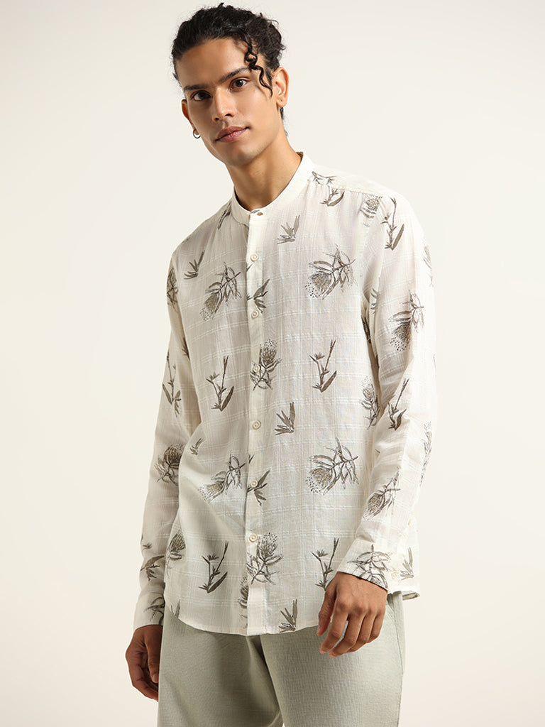 ETA Off-White Printed Cotton Relaxed Fit Shirt