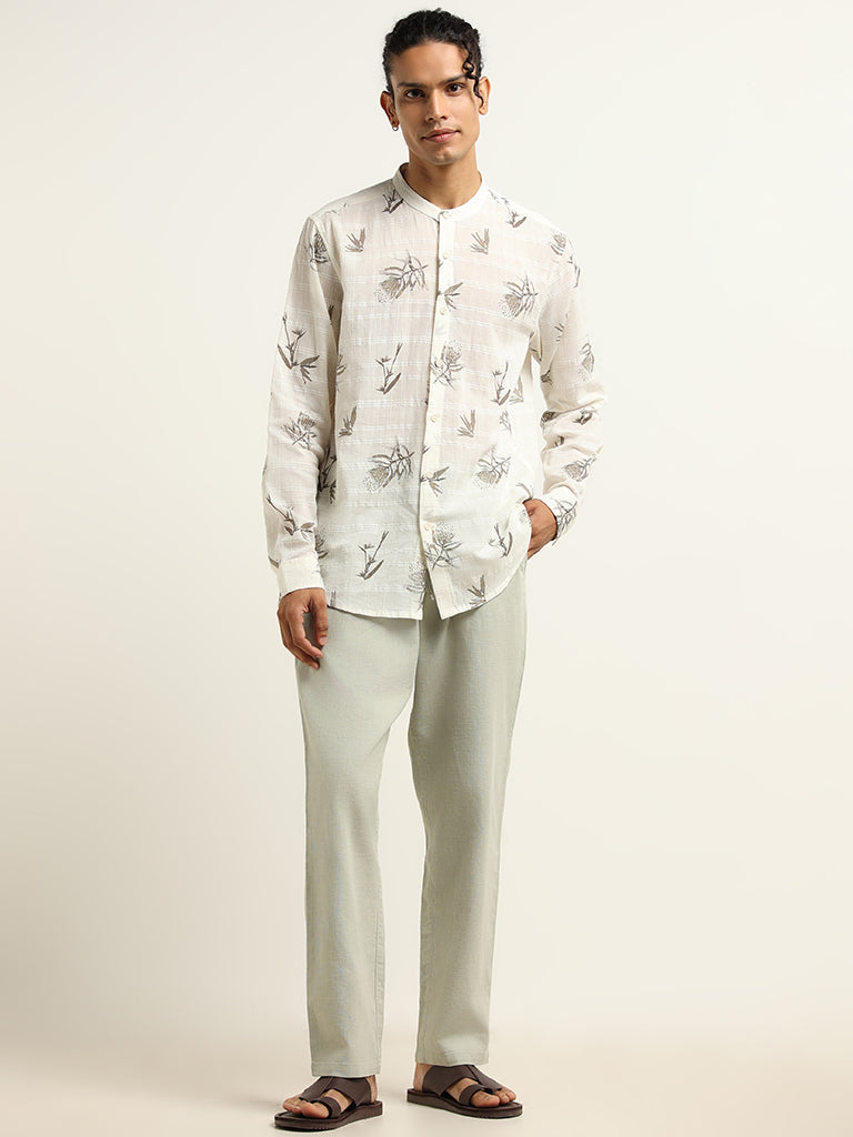 ETA Off-White Printed Cotton Relaxed Fit Shirt