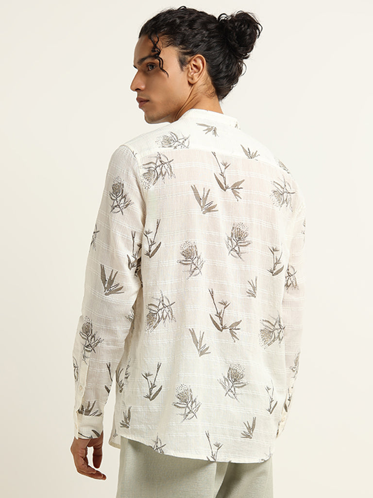 ETA Off-White Printed Cotton Relaxed Fit Shirt