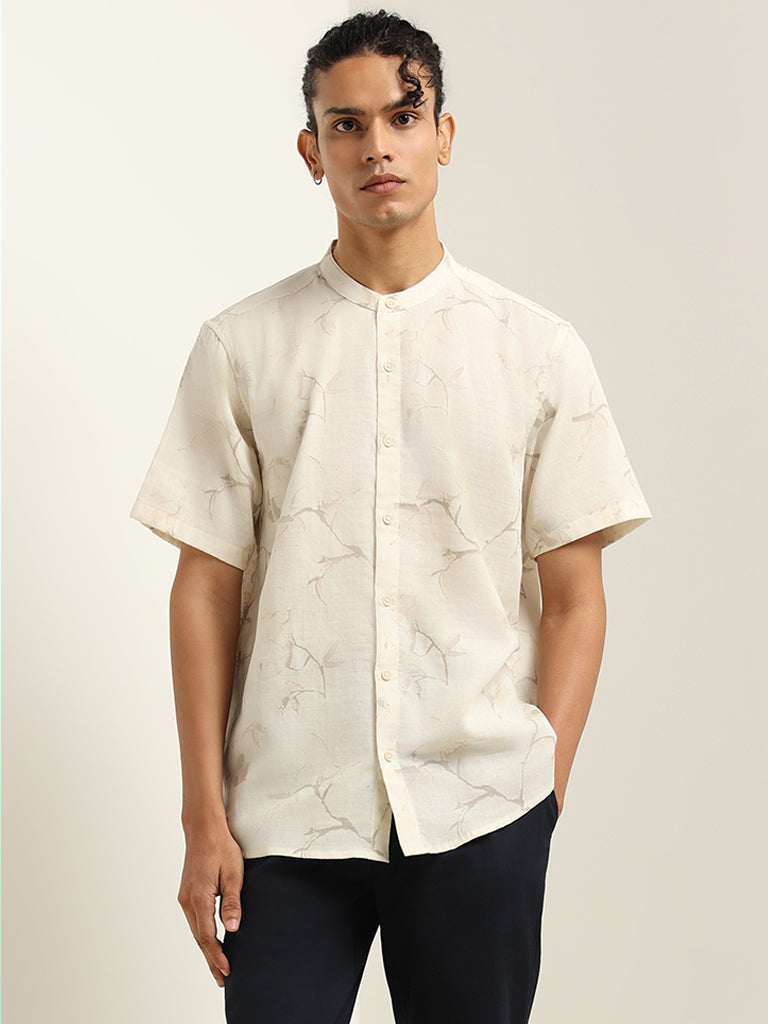 ETA Off-White Printed Cotton Relaxed Fit Shirt