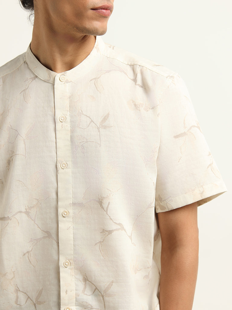 ETA Off-White Printed Cotton Relaxed Fit Shirt