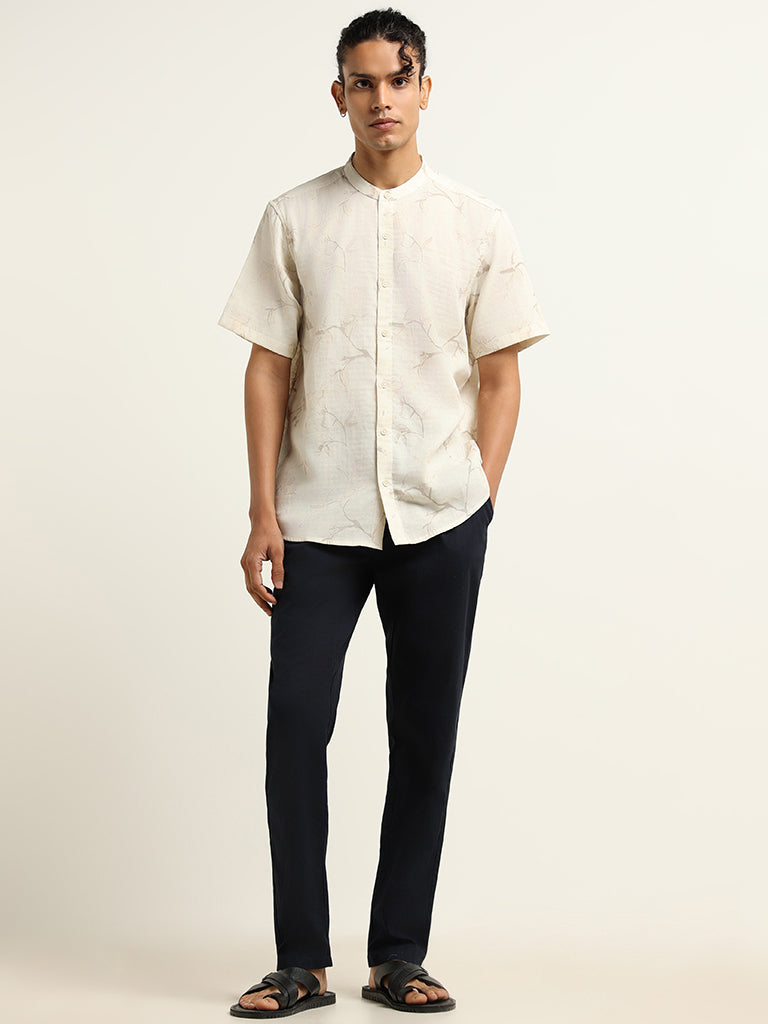 ETA Off-White Printed Cotton Relaxed Fit Shirt