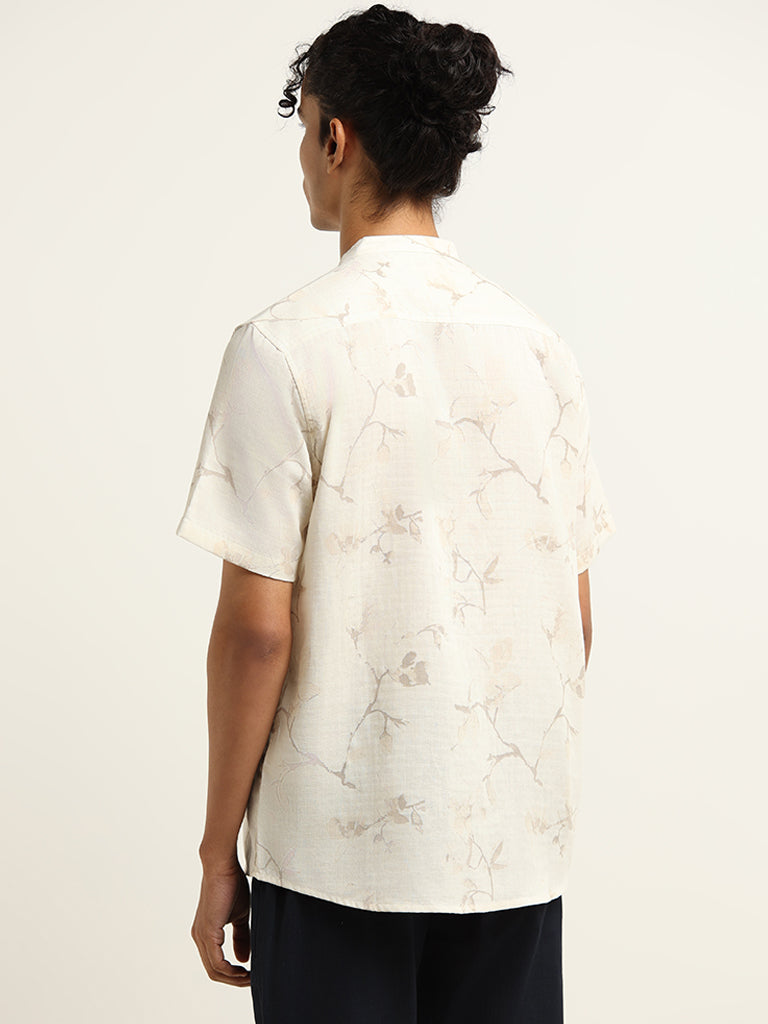 ETA Off-White Printed Cotton Relaxed Fit Shirt