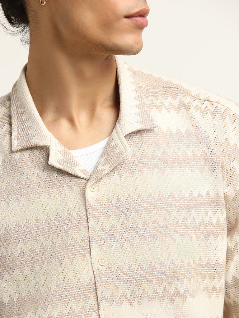 ETA Cream Knitted Relaxed Fit Shirt