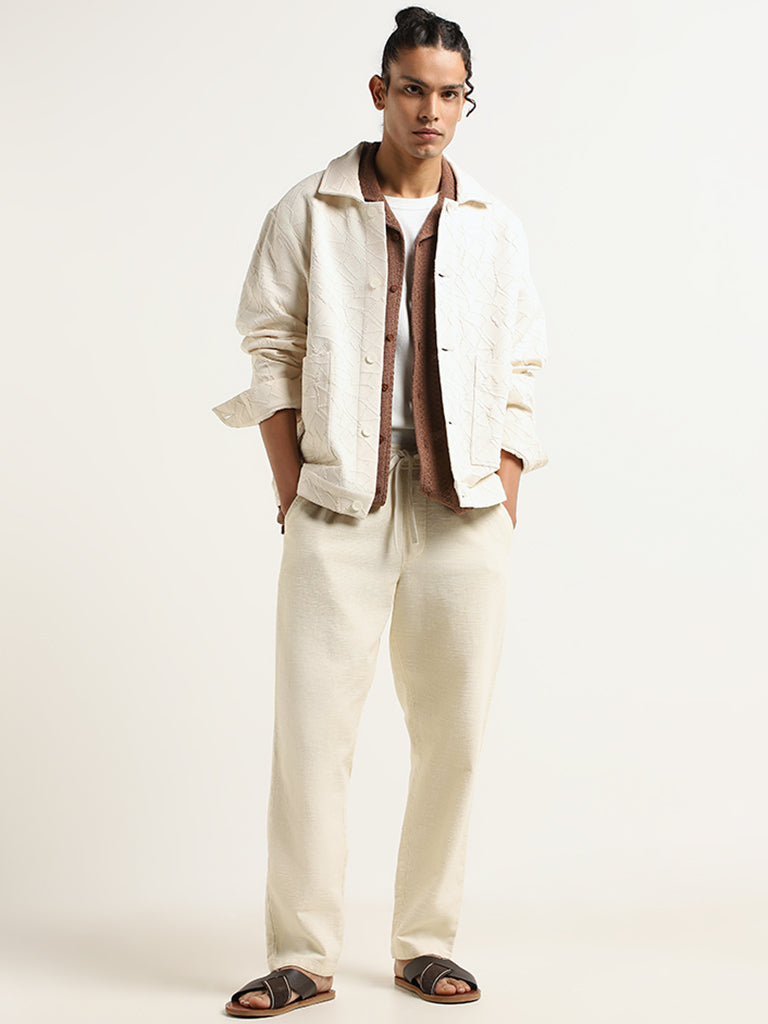 ETA Off-White Self-Patterned Cotton Blend Relaxed Fit Jacket