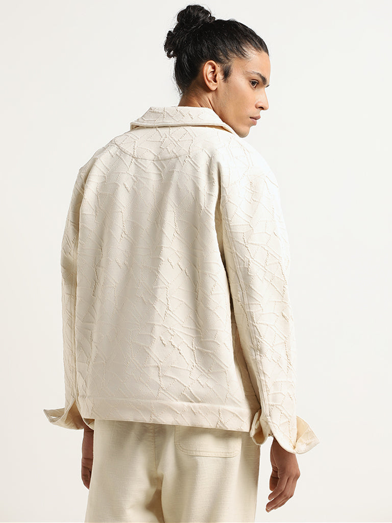 ETA Off-White Self-Patterned Cotton Blend Relaxed Fit Jacket