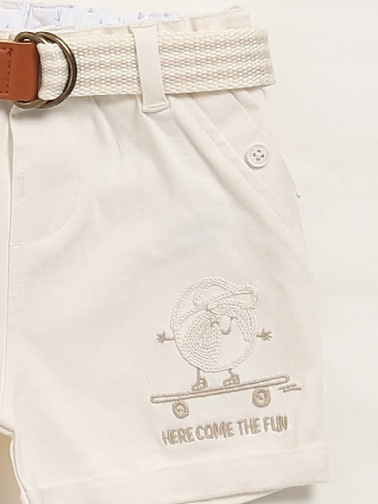 HOP Baby Cream Shorts with Belt