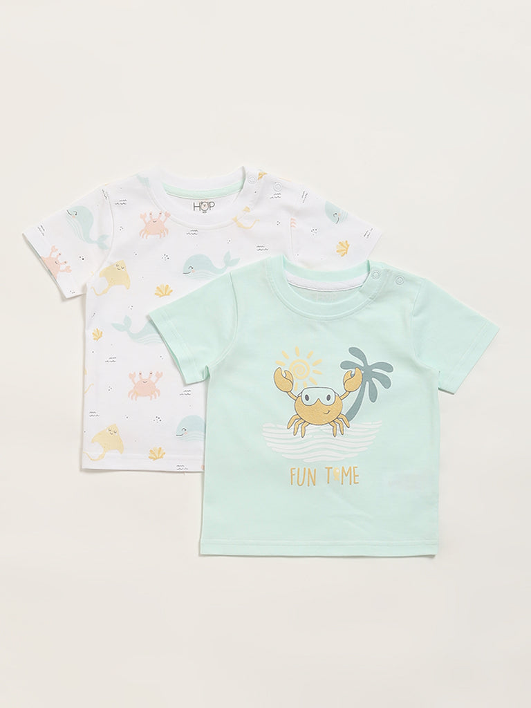 HOP Baby Multicolor Printed T-Shirt - Pack of 2