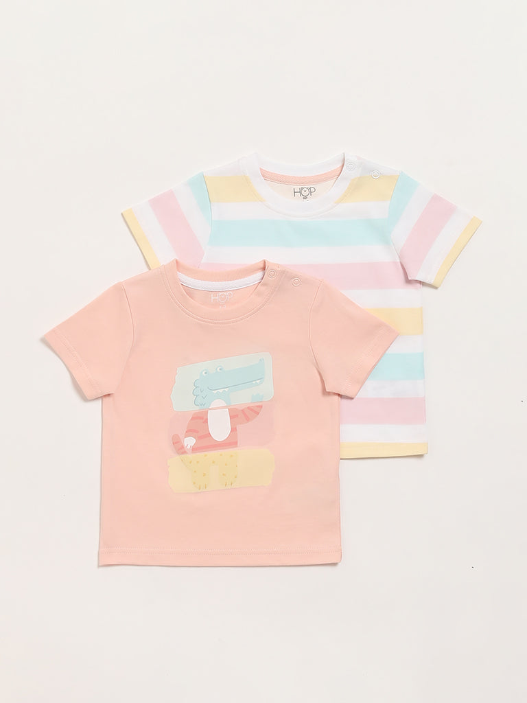 HOP Baby Multicolour Printed T-Shirt - Pack of 2