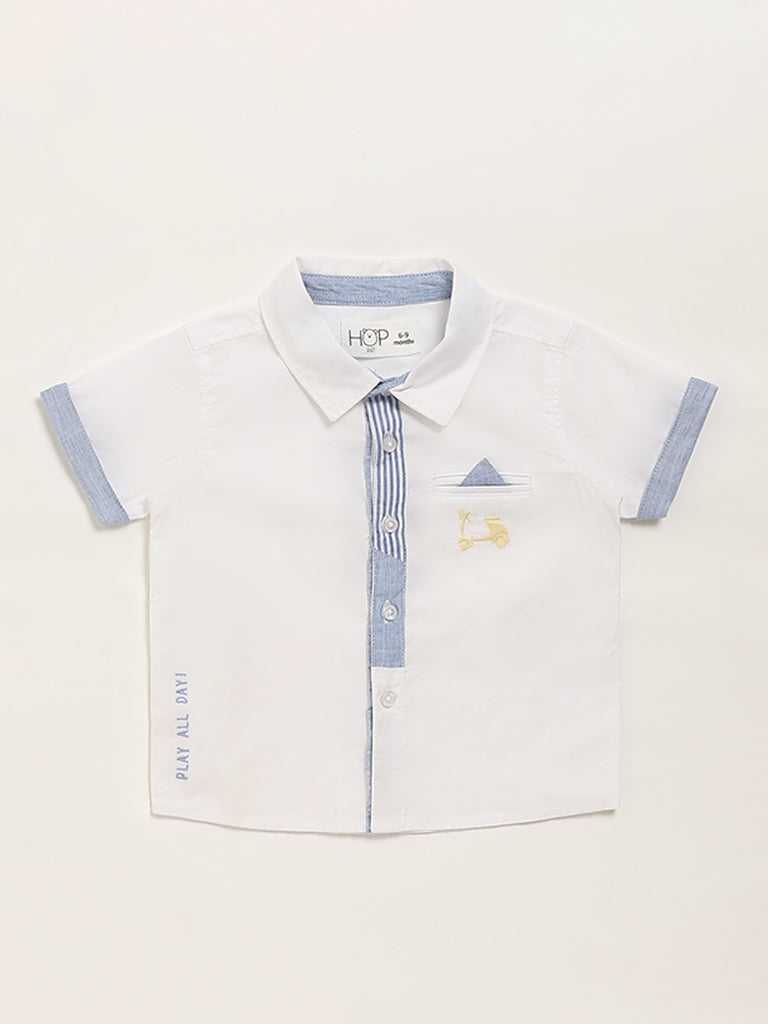 HOP Baby White Embroidered Shirt