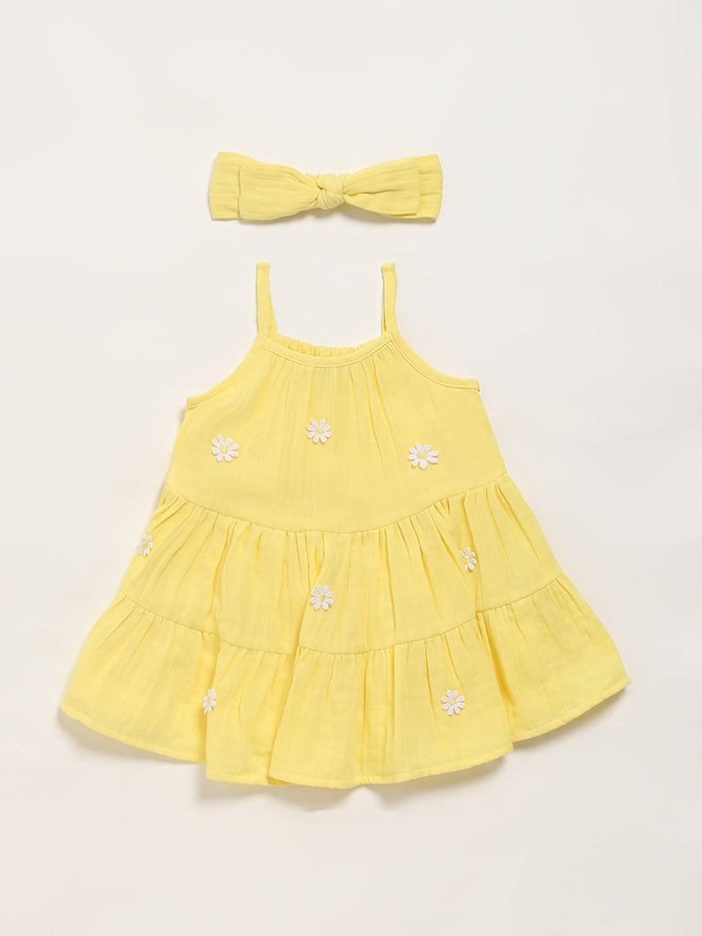 HOP Baby Yellow Seersucker Dress & Hairband