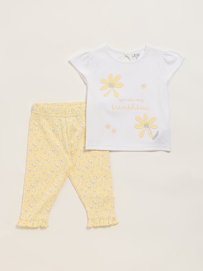 HOP Baby White T-Shirt & Pants Set