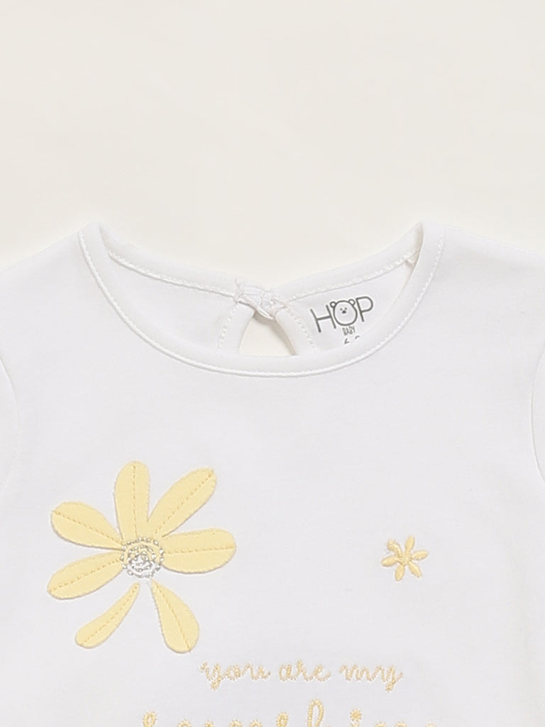 HOP Baby White T-Shirt & Pants Set