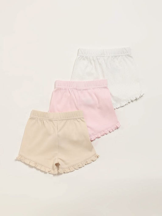 HOP Baby Off-White Shorts - Pack of 3