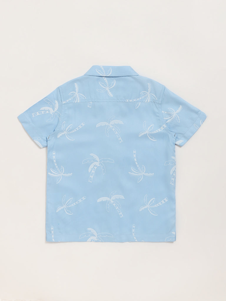 HOP Kids Blue Printed Shirt