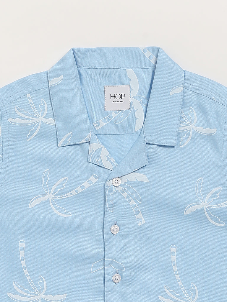 HOP Kids Blue Printed Shirt