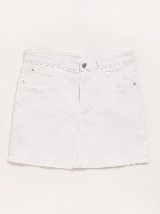 Y&F Kids White Denim Skirt