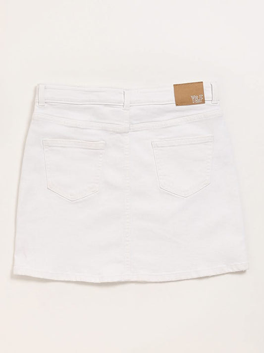 Y&F Kids White Denim Skirt