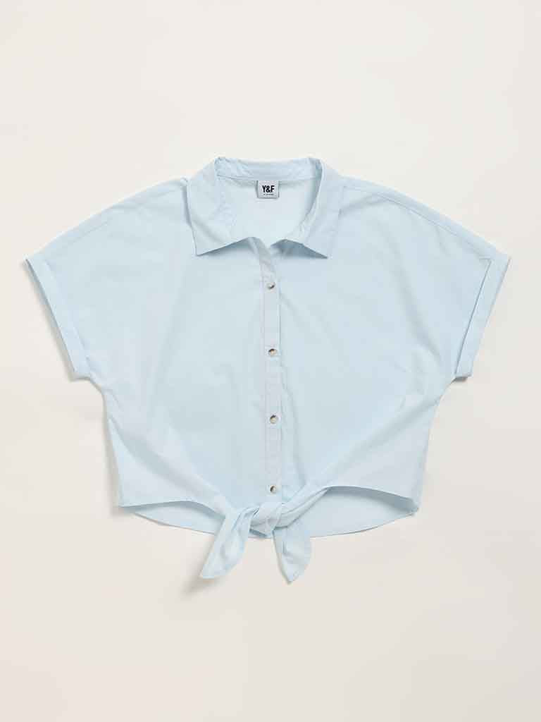 Y&F Kids Blue Crop Shirt