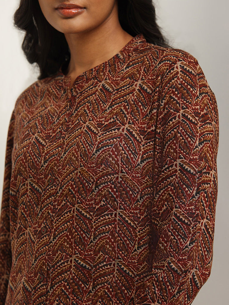 Utsa Maroon Printed Kurta