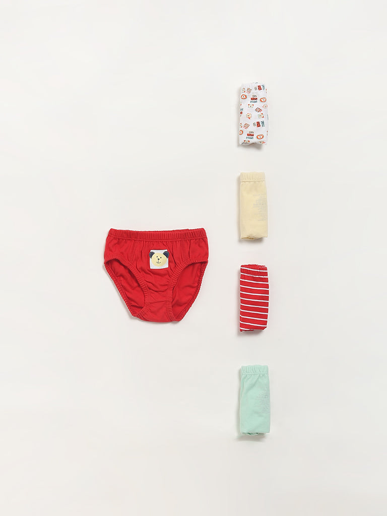 HOP Kids Red Printed Briefs - Pack of 5