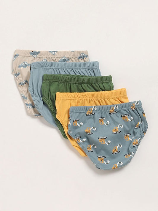 HOP Kids Multicolor Printed Briefs - Pack of 5