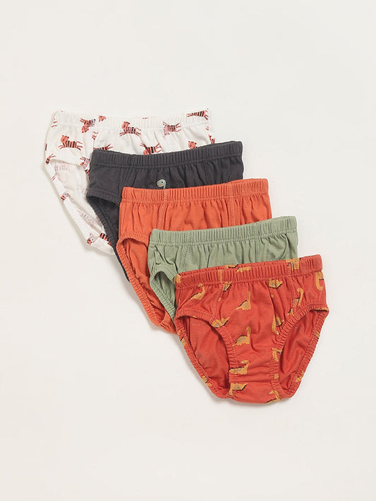 HOP Kids Multicolour Assorted Cotton Briefs - Pack of 5