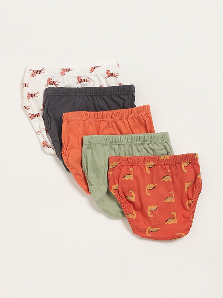 HOP Kids Multicolour Assorted Cotton Briefs - Pack of 5