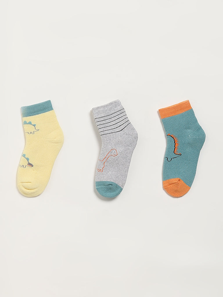 HOP Kids Multicolor Printed Socks - Pack of 3