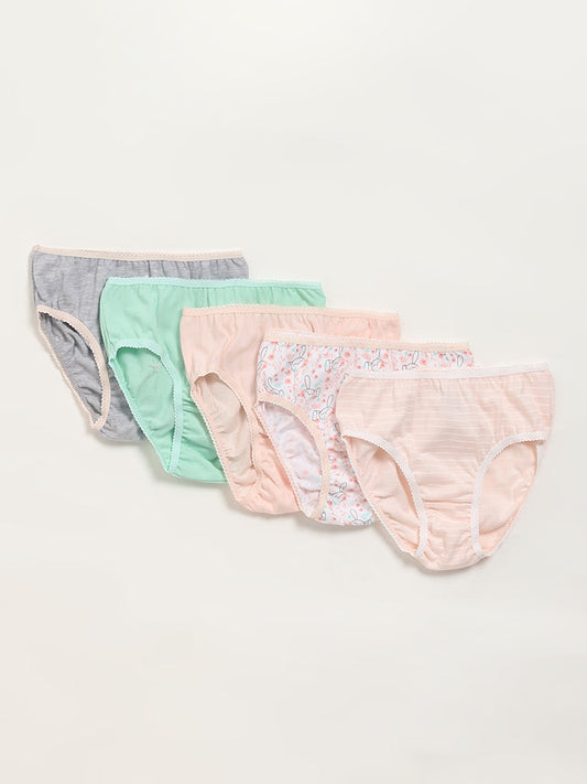 HOP Kids Pink Printed Briefs - Pack of 5