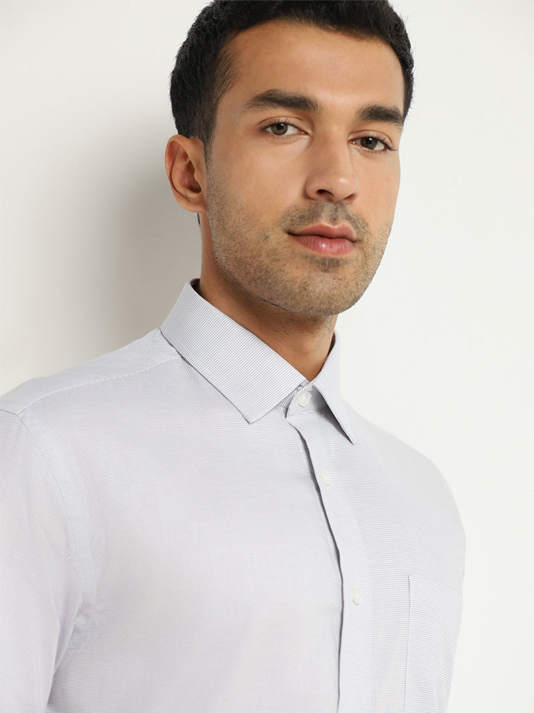 WES Formals Grey Cotton Relaxed-Fit Shirt