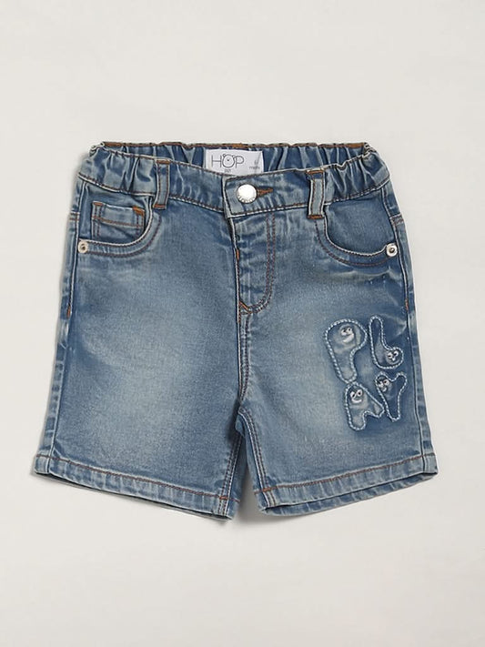 HOP Baby Mid Blue Striped Shorts