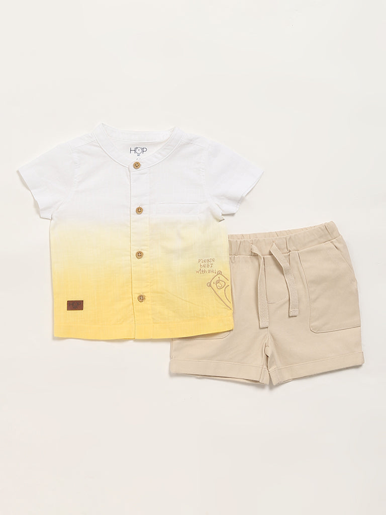 HOP Baby Yellow Ombre Shirt & Shorts Set