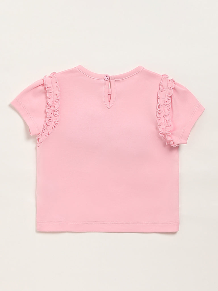 HOP Baby Butterfly Adorned Pink Top