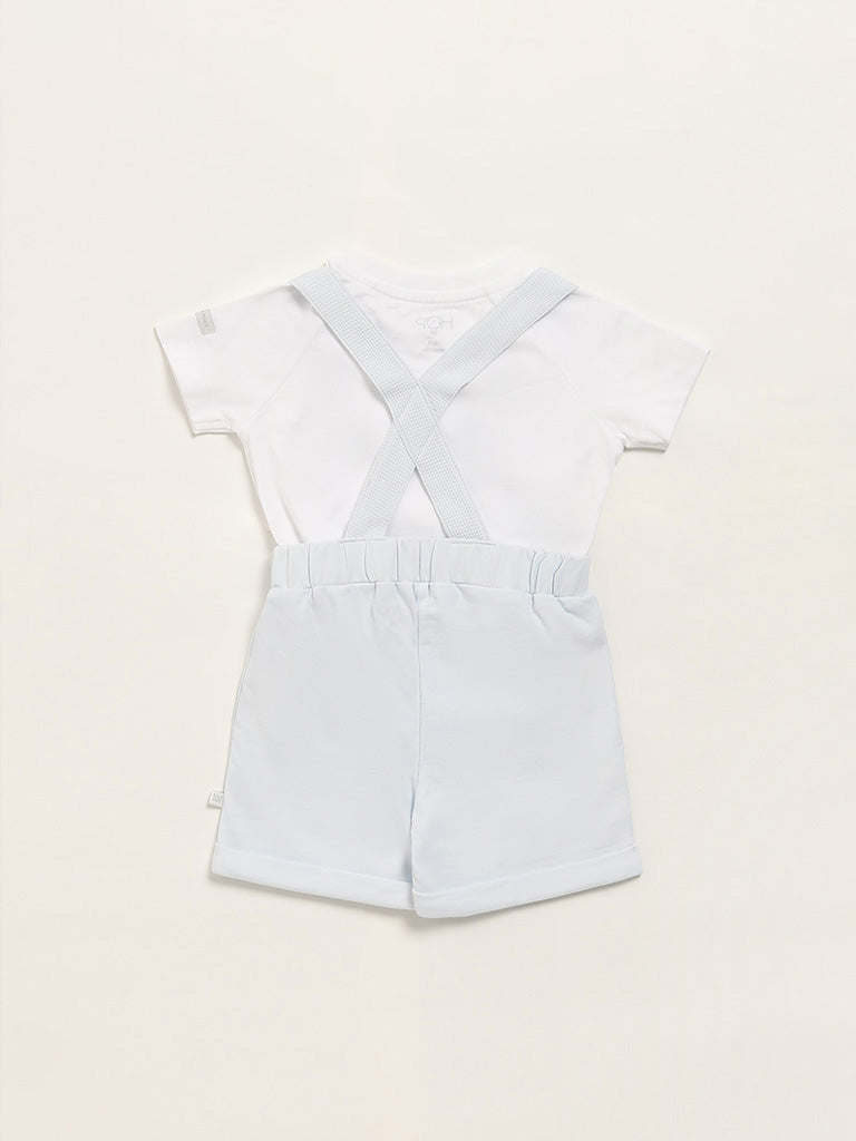 HOP Baby Blue T-Shirt & Dungaree Set